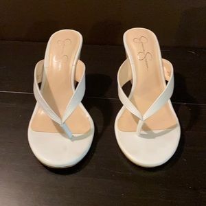 Jessica Simpson white sandals wedges 014